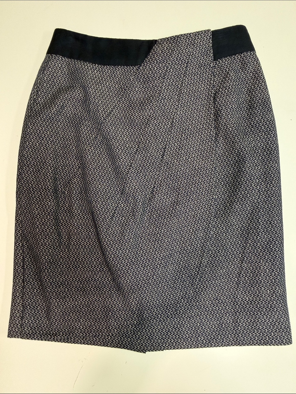 Women’s Navy Textured Asymmetrical Pencil Skirt